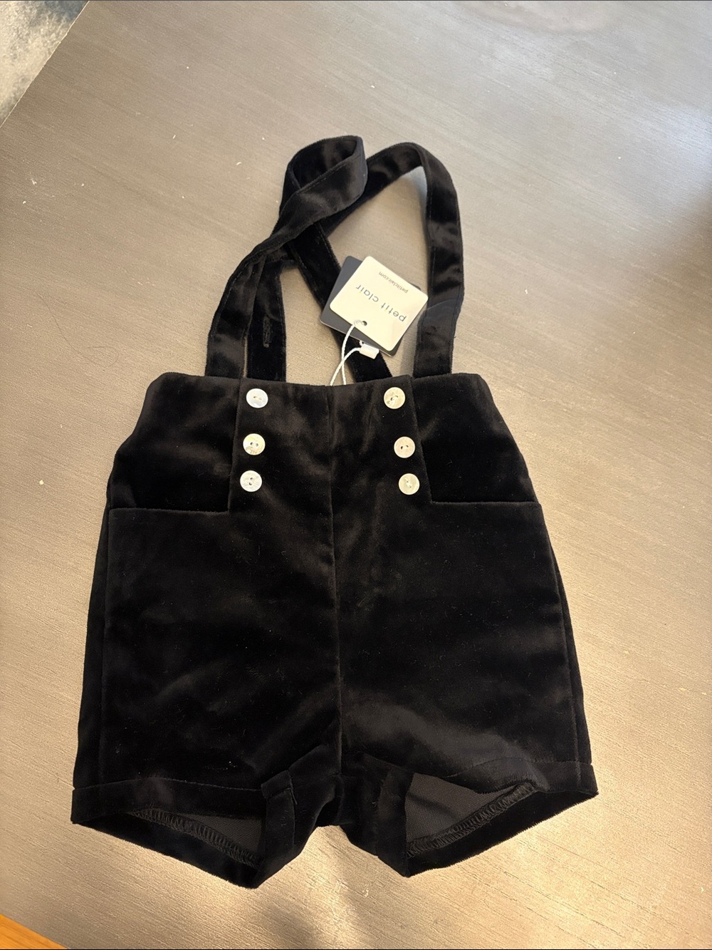 Petit Clair velvet overalls